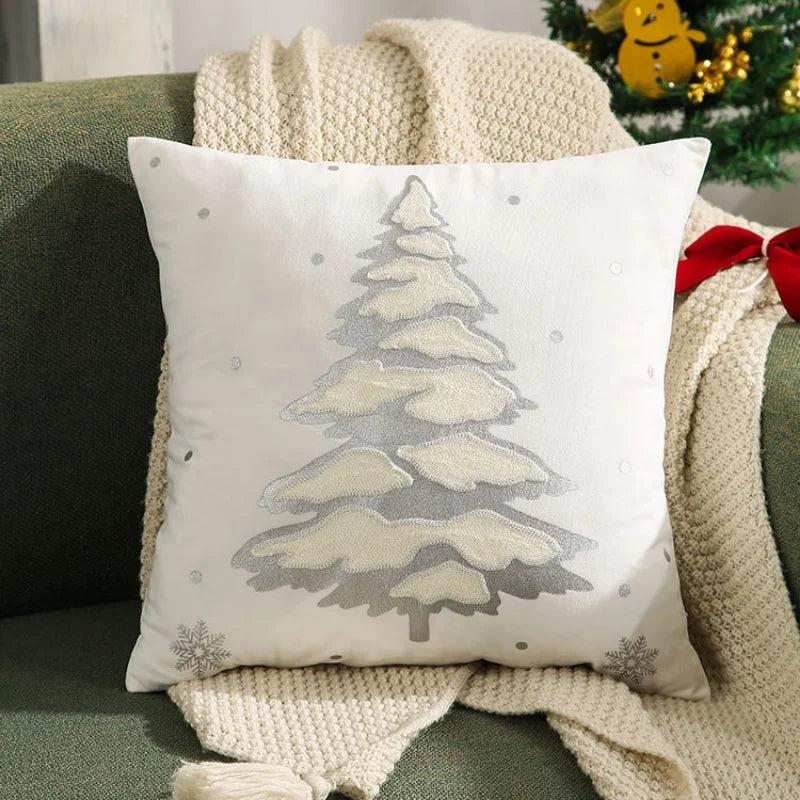 Afralia™ Embroidered Christmas Pillow Cover Set - Festive Holiday Home Decor