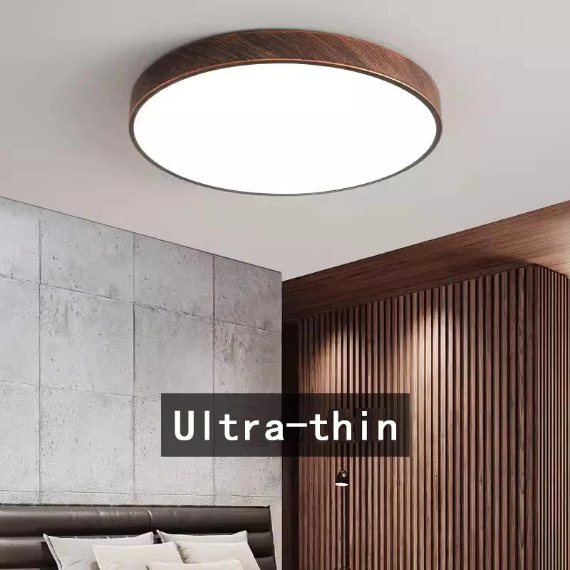 Afralia™ Wood Finish LED Ceiling Light: Modern, Thin, Nordic Design for Home Decor.