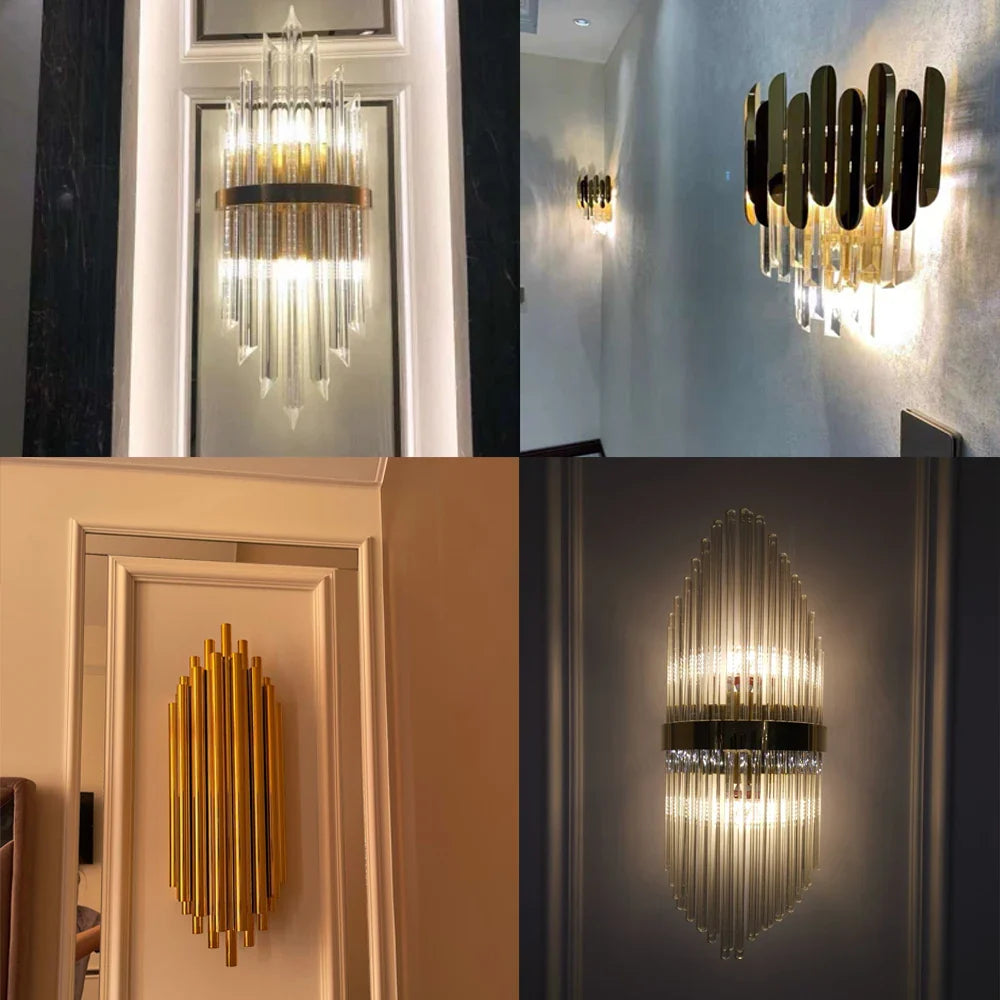Afralia™ Crystal Wall Lamp: Elegant Golden LED Sconce for Bedroom, Living Room & Bathroom