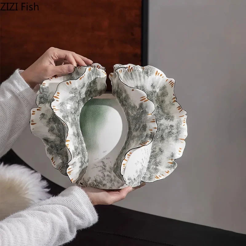 Afralia™ Colorful Wings Ceramic Vase Desk Decoration with Artificial Flowers