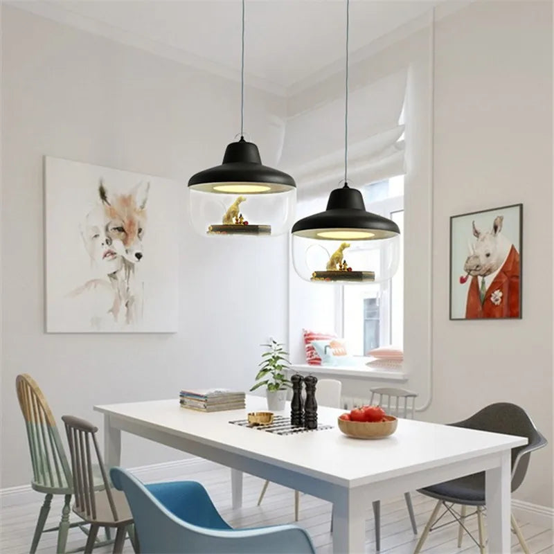 Afralia™ Glass Pendant Lamp: Nordic Style LED Hanging Light for Living Room & Cafe