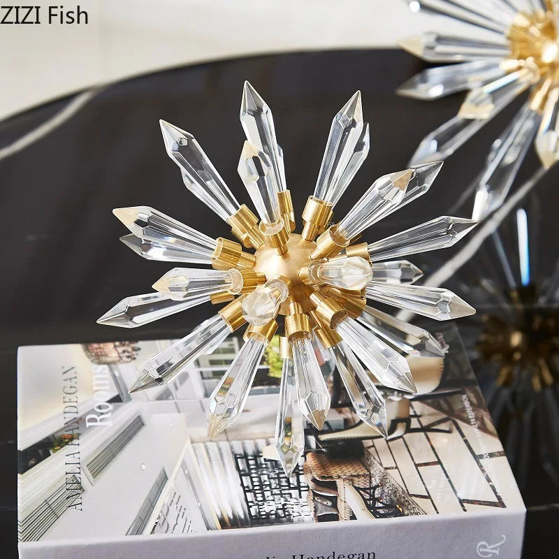 Afralia™ Crystal Sea Urchin Sculpture: Abstract Metal Artwork Desk Decoration