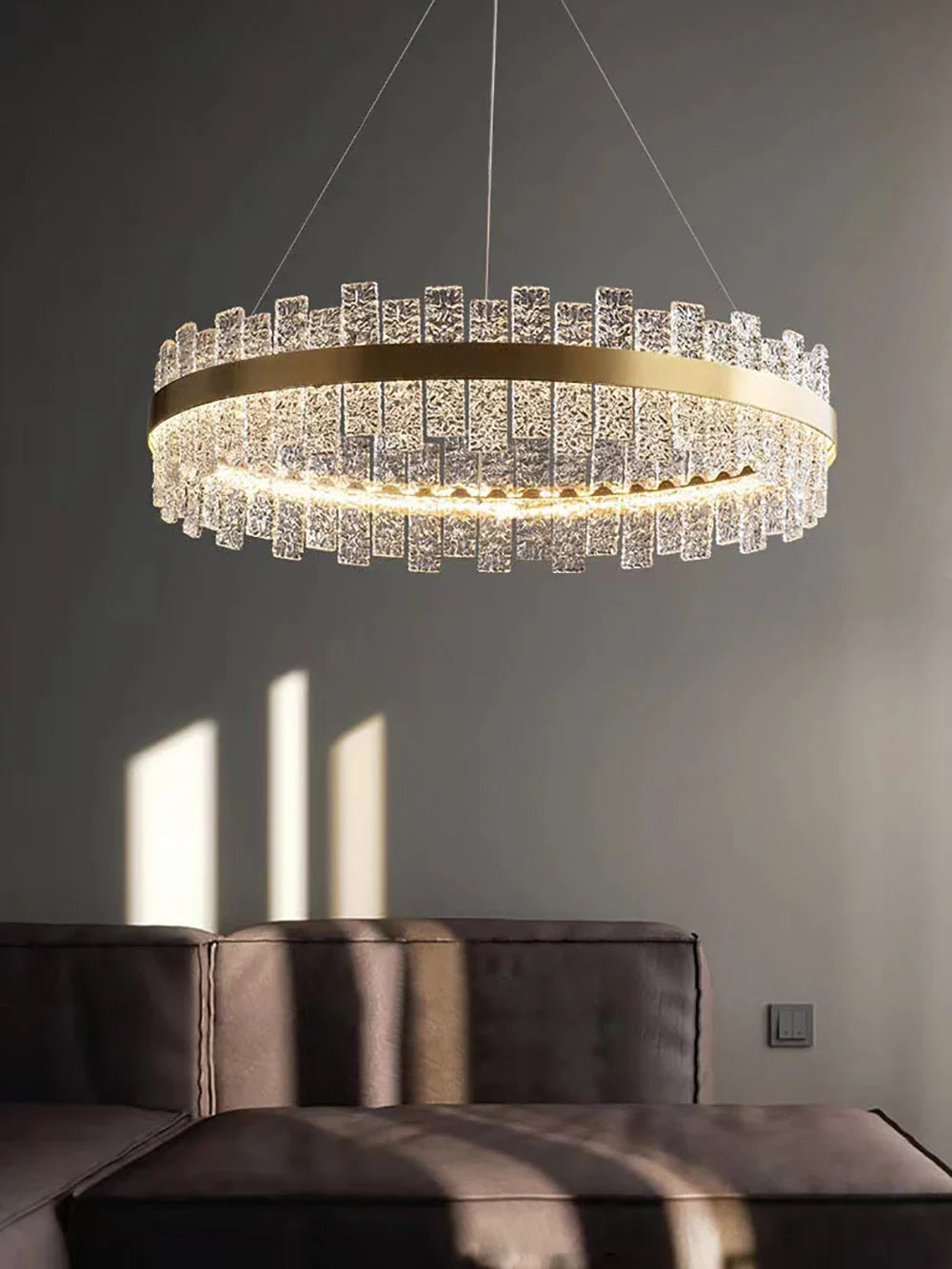 Afralia™ Crystal LED Chandelier: Gold/Black Luxury Pendant Lighting for Home