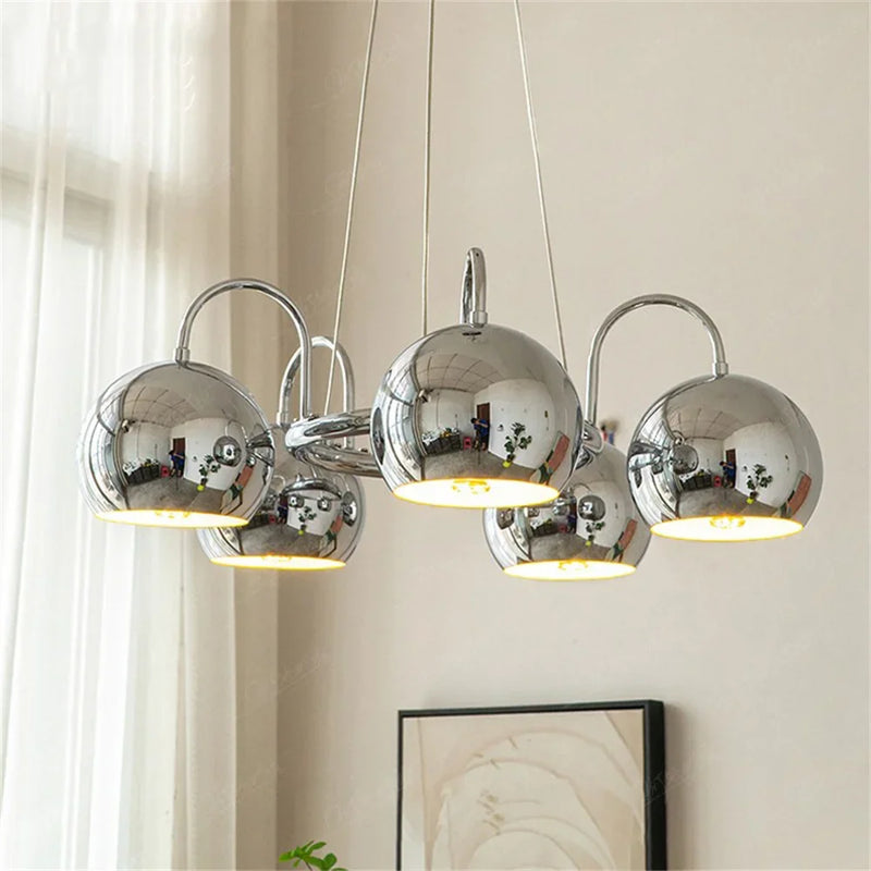 Afralia™ Chrome Pendant Lamps Iron Lighting Chandelier for Living Room, Dining, Bedroom