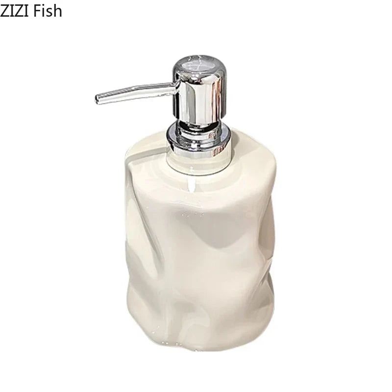Afralia Wrinkle Ceramic Soap Dispenser Pump Bathroom Lotion Bottle Accessories
