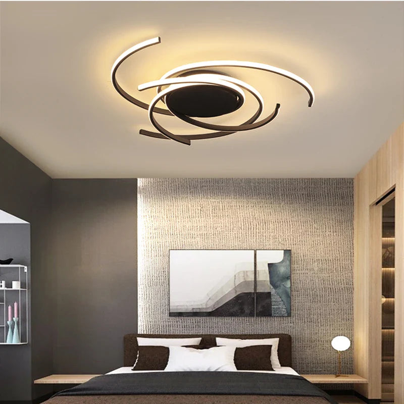 Afralia™ Modern LED Ceiling Lights with Remote Control, Aluminum Home Decor for Living Room