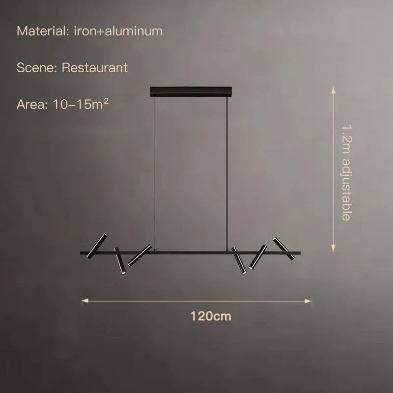 Afralia™ Black LED Spot Chandelier: Modern Minimalist Rotatable Hanging Lamp for Home Decor