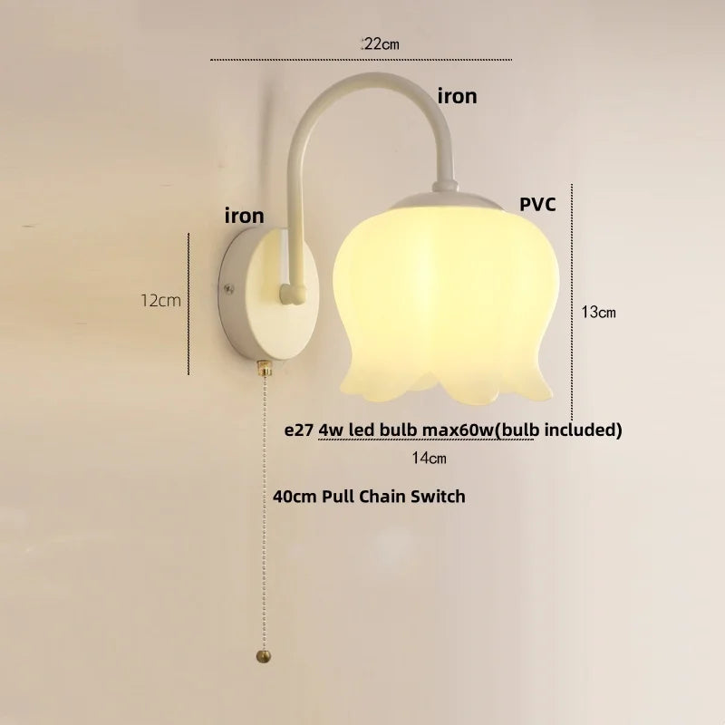 Afralia™ Iron LED Wall Sconce Pull Chain Switch Stair Light Fixture for Study Hallway