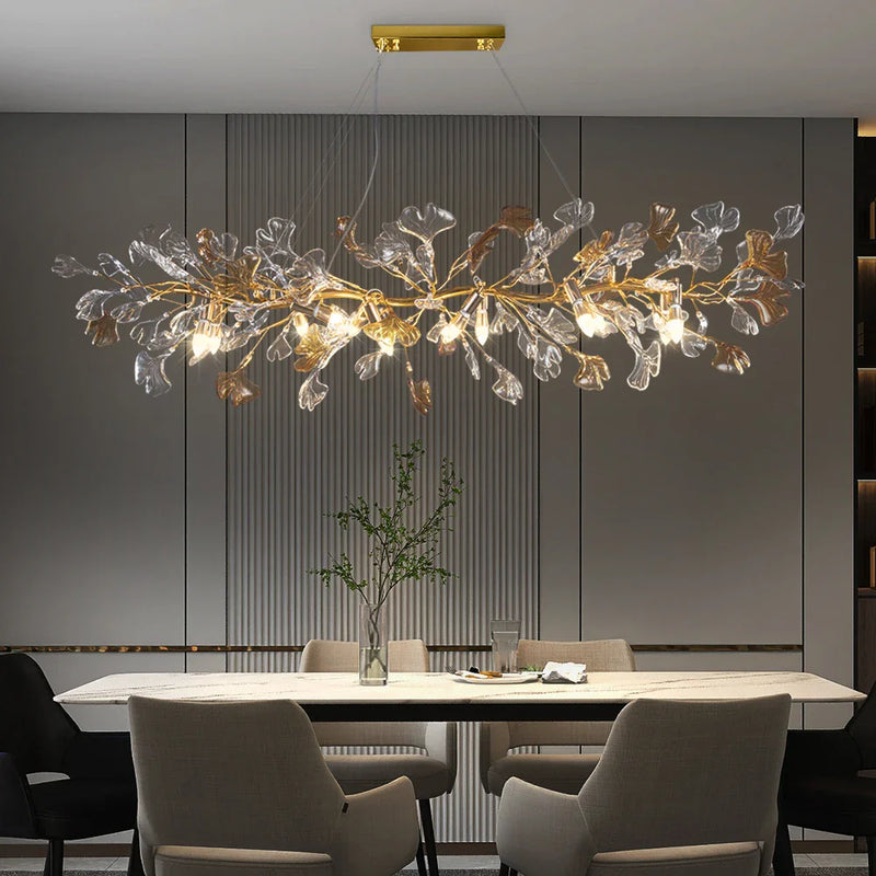 Afralia™ Nordic Crystal Branch Chandelier for Bedroom Living Room Dining Round Glass Leaflux