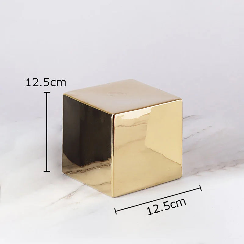 Afralia™ Cube Round Statue Decor Ceramic Ornament Sculpture Artwork for Desk & Room