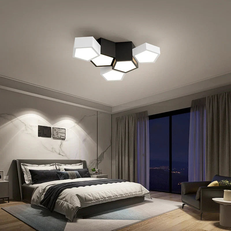 Afralia™ Geometric Ceiling Lamps: Modern & Creative Lighting Fixtures for Master Bedroom