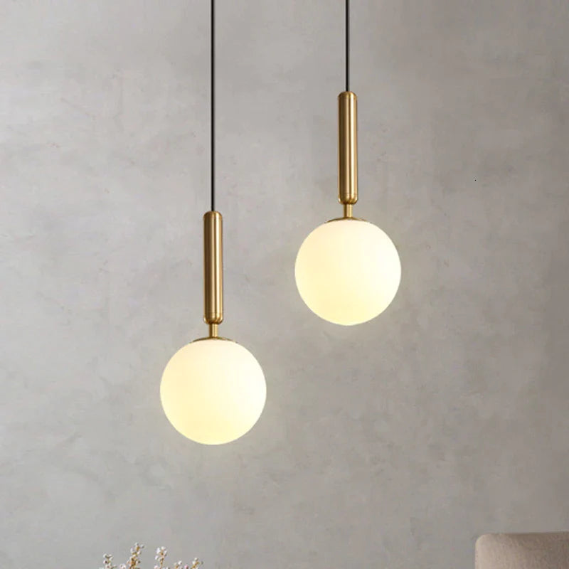 Luxury Gold Glass Ball Pendant Lamp by Afralia™ for Stylish Dining & Bedroom Lighting