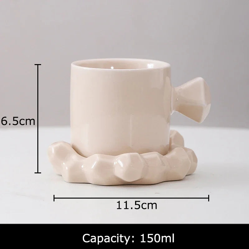 Afralia™ Diamond Porcelain Coffee Mug Set