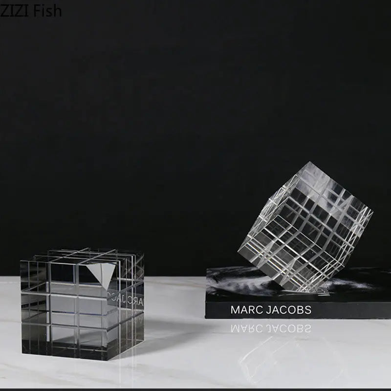 Afralia™ Crystal Magic Cube Desk Ornament Sculpture DecorationCrafts