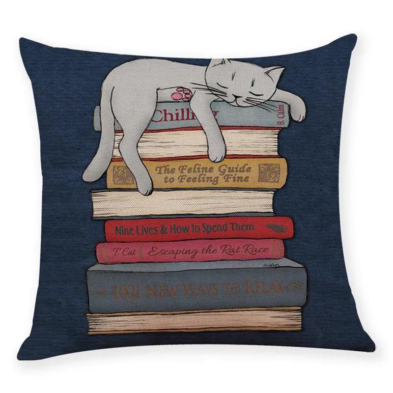 Afralia™ Creative Cat Linen Pillow Case 45x45cm -  Sofa Cushion Cover