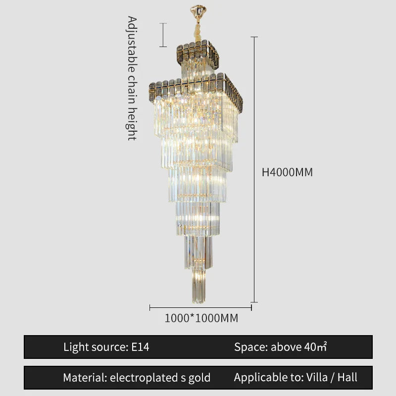 Afralia™ Nordic Duplex Villa Crystal Chandelier for Luxury Spaces