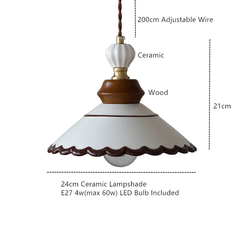 Afralia™ Ceramic Wood LED Pendant Light: Modern Nordic Hanging Lamp for Home Decor