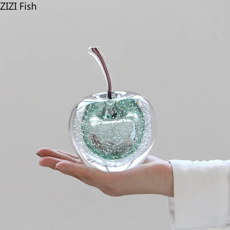 Afralia™ Glass Fruit Sculpture Desk Ornament for Aesthetic Room Decor