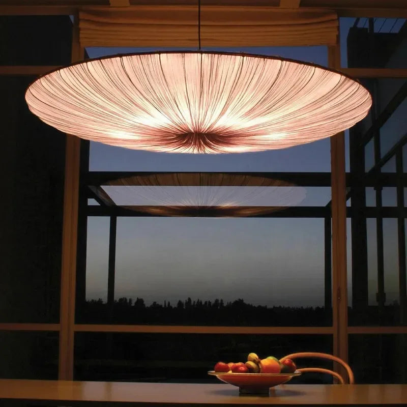 Afralia™ Round Pleated LED Ceiling Light for Living Room, Dining Room, Bedroom, and Restaurant
