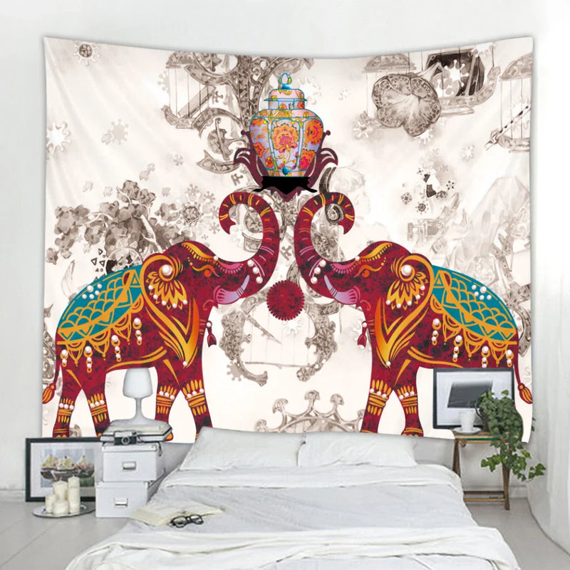 Afralia™ Elephant Tarot Psychedelic Tapestry for Home Decor and Yoga Room Zen Vibes