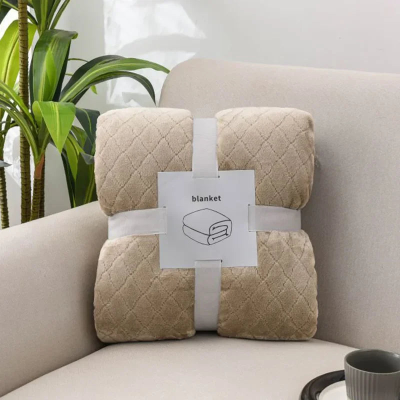Afralia™ Plush Diamond Jacquard Blanket: Warm & Cozy Sofa Cover for Queen King