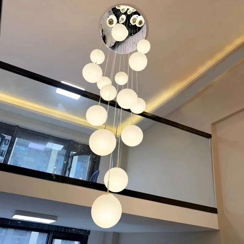 Afralia™ Crystal Chandelier Stair Pendant Light Modern Interior Lighting for Living Room