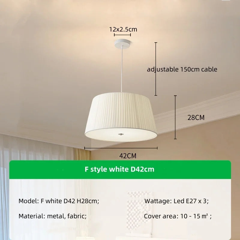 Afralia™ Nordic Fabric LED Chandelier Minimalism Pendant Light for Bedroom Dining Room