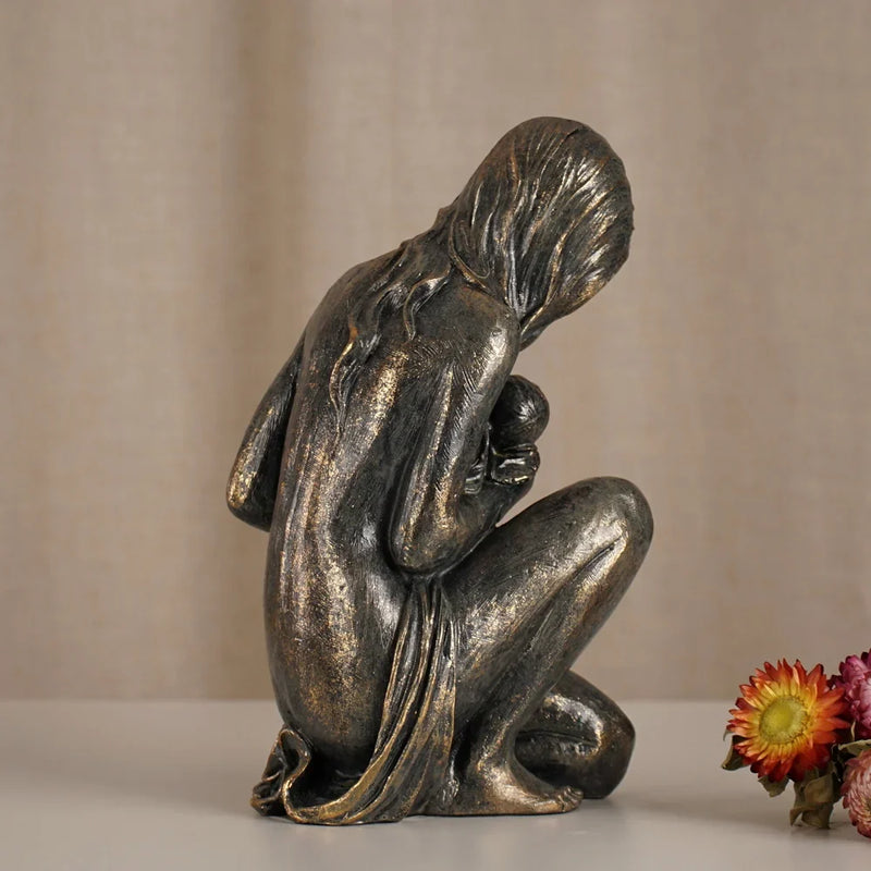 Afralia™ Mother & Baby Abstract Sculpture: Indoor Outdoor Home Garden Shelf Decor