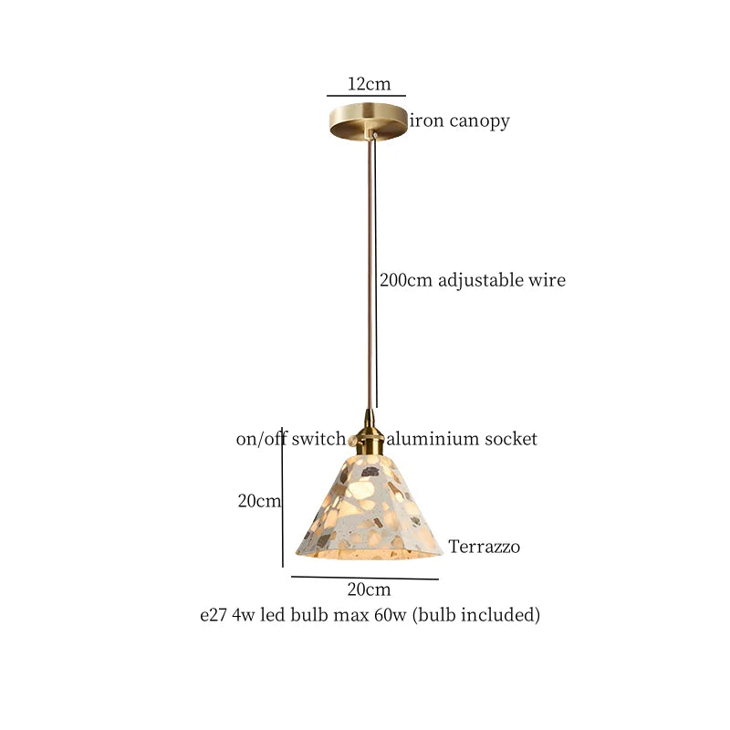 Afralia™ Terrazzo LED Pendant Lights - Modern Living Room Bedroom Lighting Solution