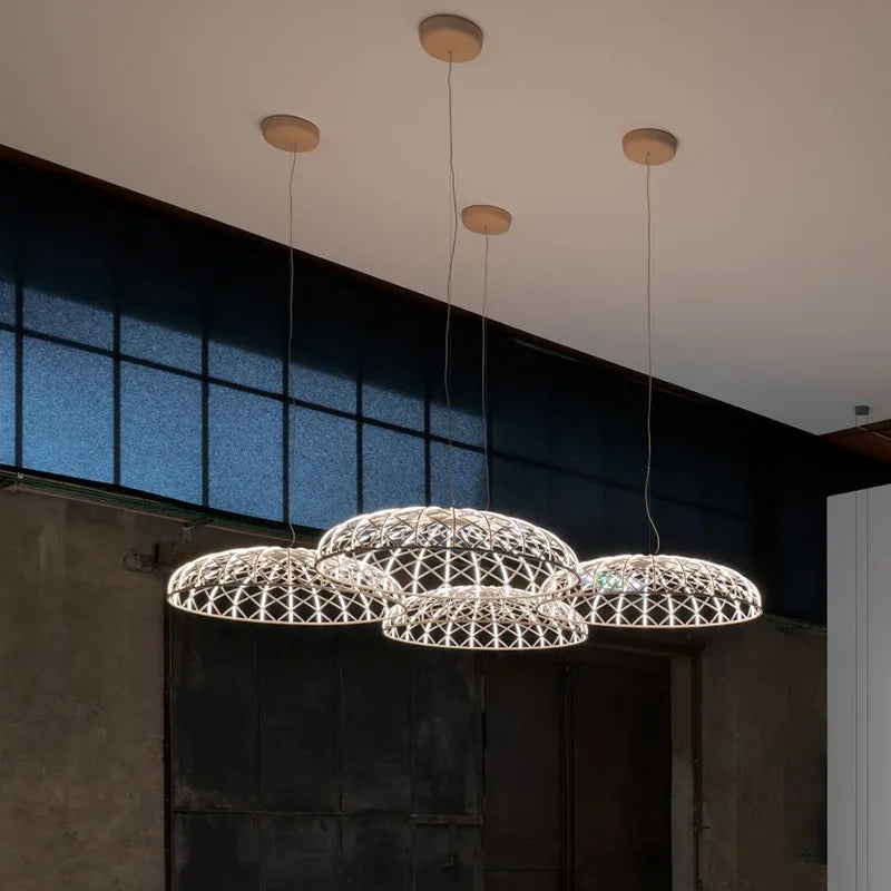 Afralia™ Macaron Mesh Chandelier: Modern Nordic Rope Pendant LED Lamp