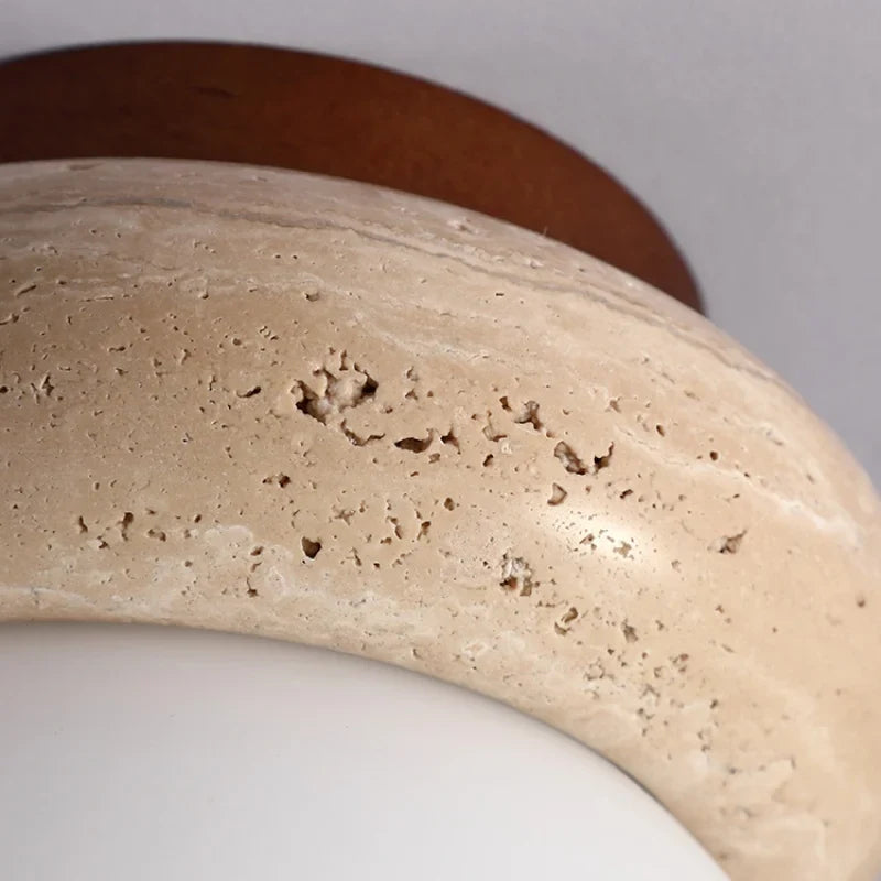 Afralia™ LED Ceiling Light with Wood Base and White Glass Shade