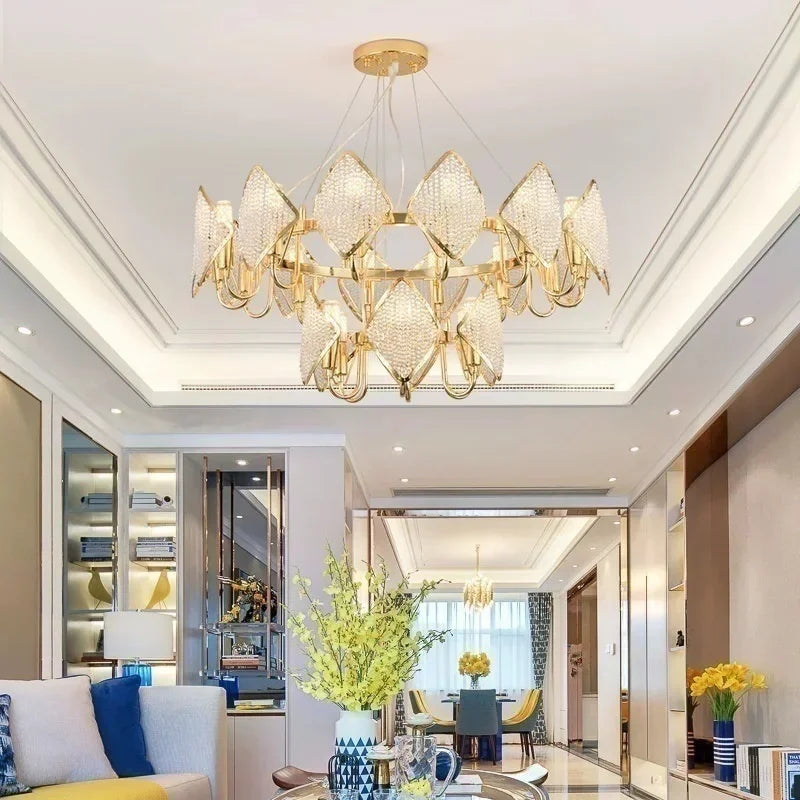 Afralia™ Crystal Chandelier Pendant Light: Elegant Modern Luxury for Living Room Decor