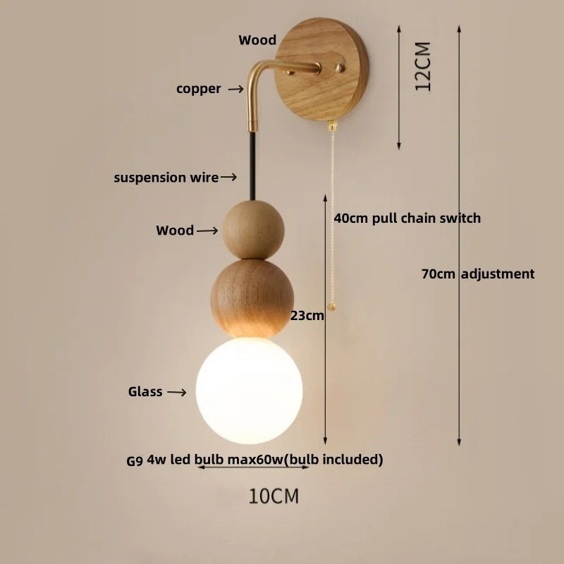 Afralia™ Adjustable Walnut Wood LED Wall Sconce | Nordic Bedroom Lamparas with Acrylic | Simple Aisle Décor