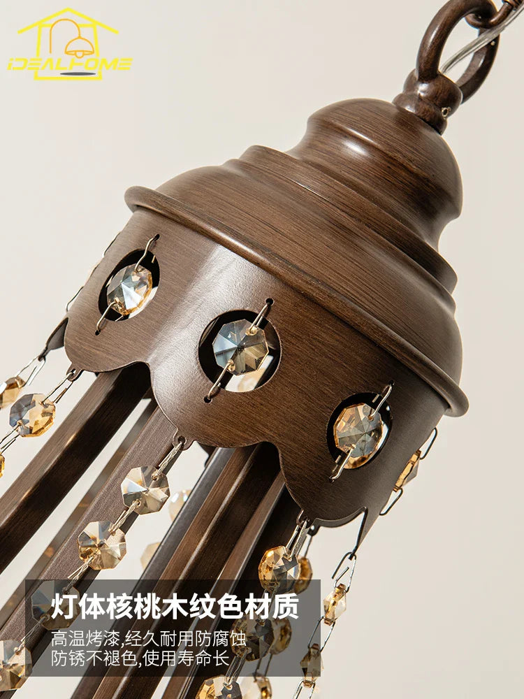 Afralia™ Iron Art Crystal Candle Chandelier LED Lighting for Living Room Bedroom Bar