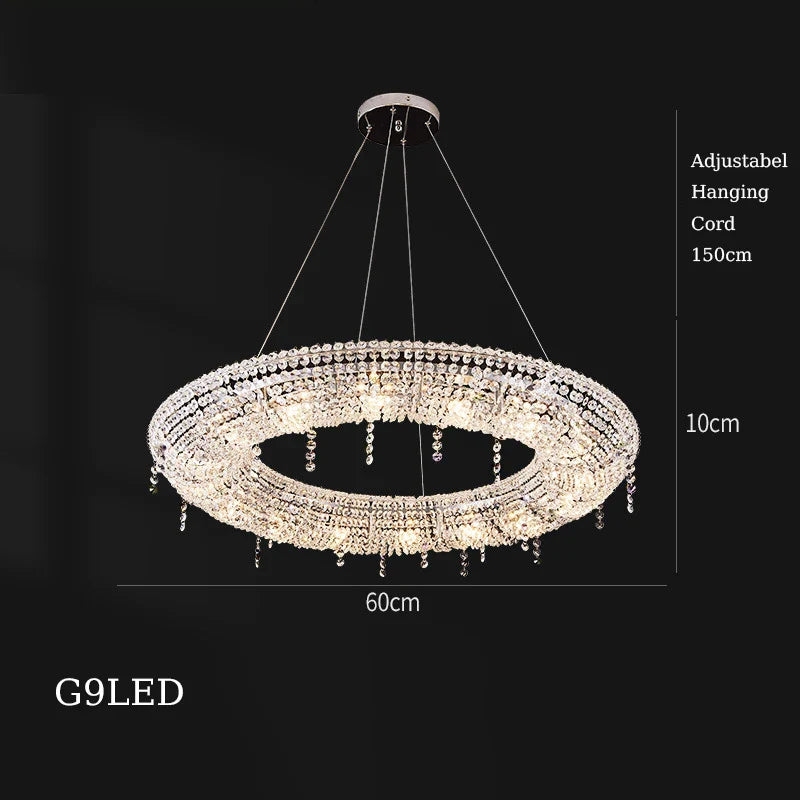 Afralia™ Crystal Pendant Chandelier: Modern Dimmable Lighting for Living Room, Bedroom, Foyer