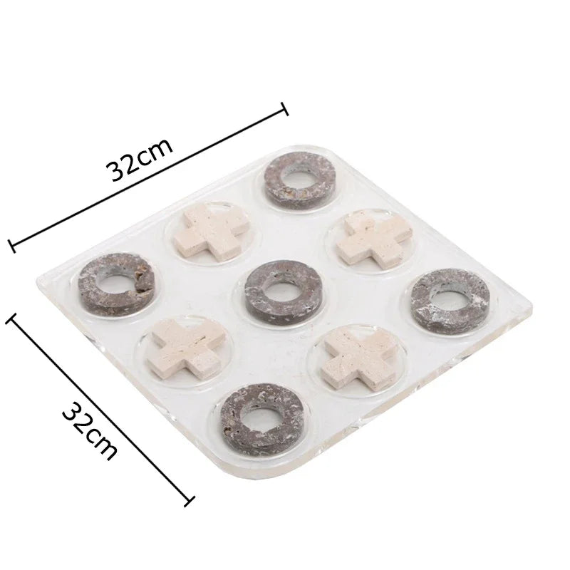 Afralia™ Acrylic Tic-Tac-Toe Chessboard Set - Geometric Art Desk Decoration with Casual Chess Pieces