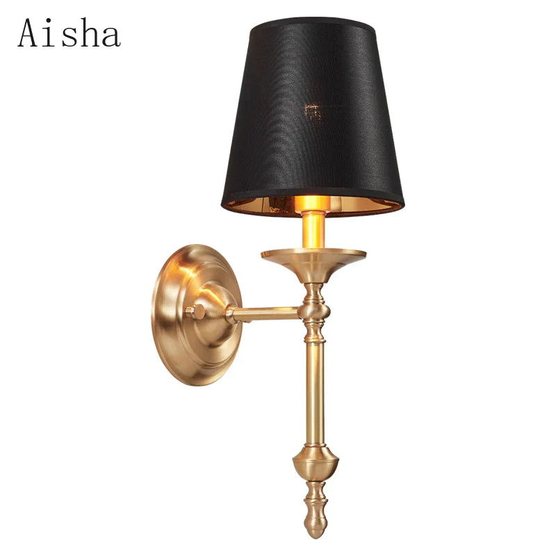 Afralia™ Black/Gold Wall Lamp: Luxury Living Room Bedroom Staircase Light