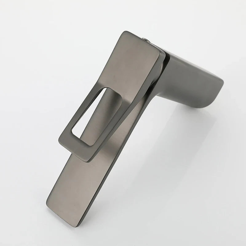 Afralia™ Modern Black Grey Bathroom Basin Faucet Deck Mounted Mixer Tap
