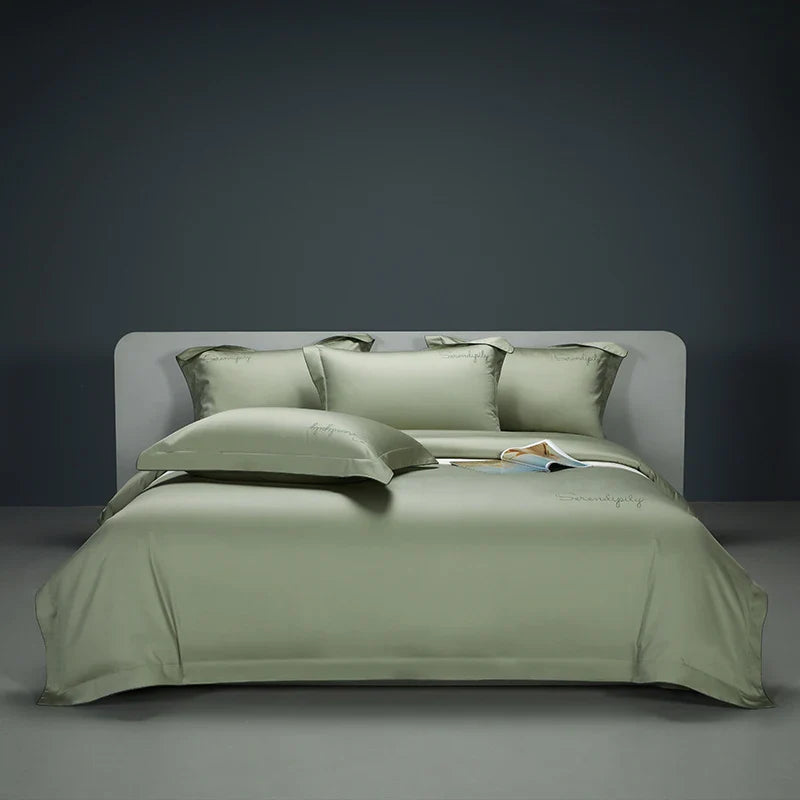 Afralia™ Luxury Embroidery Solid Color Bedding Set - 1200TC Egyptian Cotton, Hotel Style
