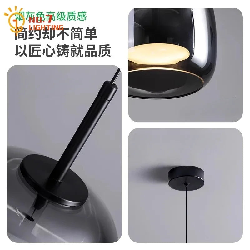 Afralia™ Glass Pendant Lights Modern Designer LED Indoor Lighting for Bedroom Living Room