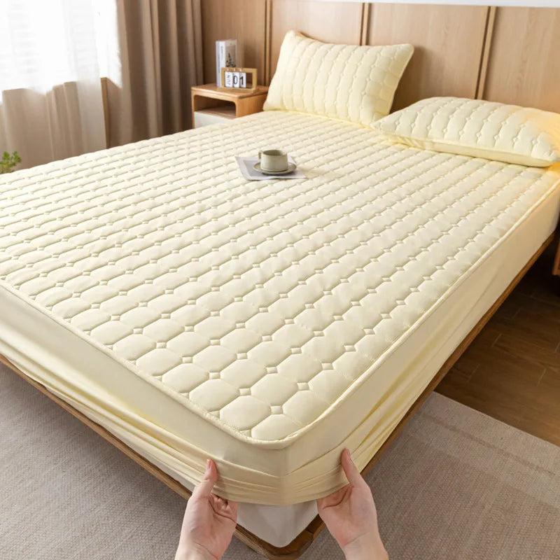 Afralia™ Quilted Fitted Sheet for Cozy & Anti-Slip Protection on Queen & King Beds