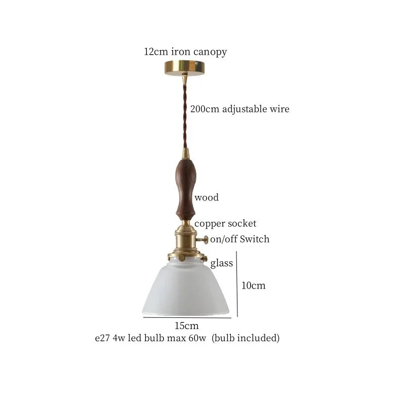 Afralia™ Amber Glass LED Hanging Lamp Japanese Vintage Pendant Lights for Bar Loft