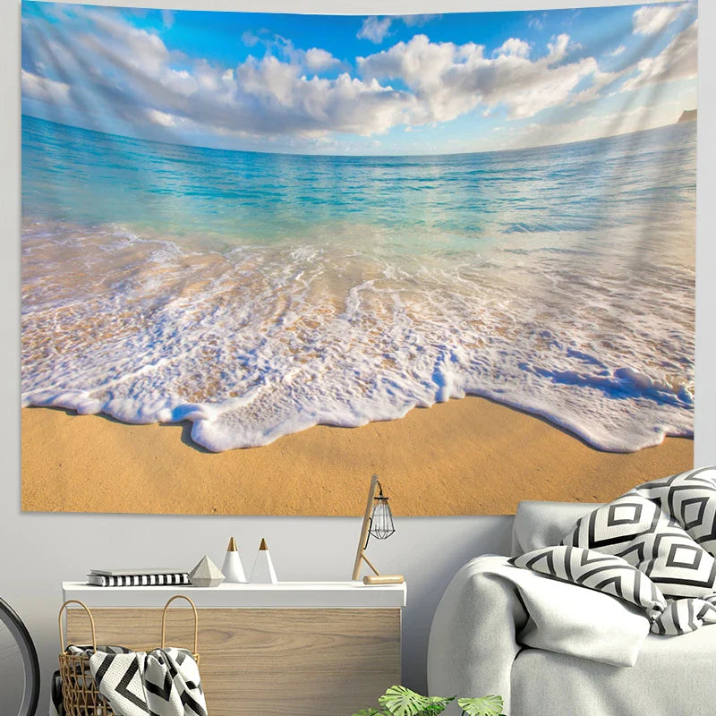 Afralia™ Sea Tapestry Landscape Wall Decoration Cloth for Room Layout & Dormitory Renovation