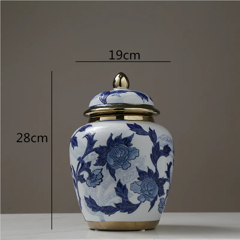 Afralia™ Chinese Retro Storage Tank Vase with Cover for Modern Home Decoration