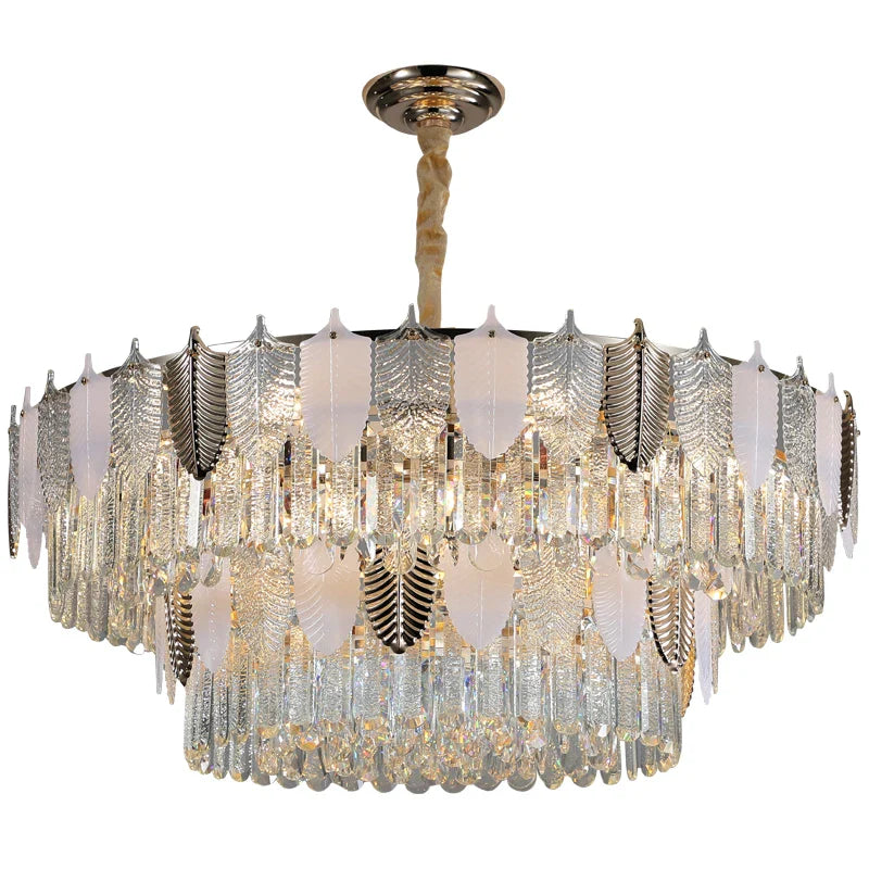 Afralia™ Retro Leaf Crystal Chandelier: Luxury Postmodern Living Room Lighting