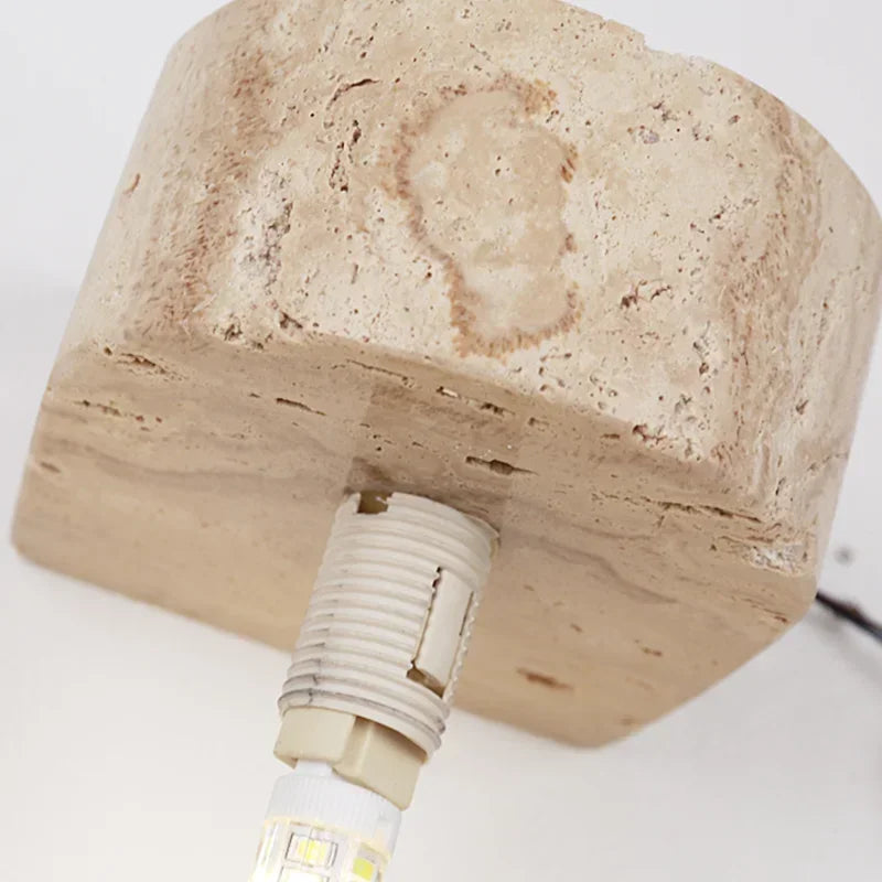 Afralia™ Natural Stone Wall Sconce with Glass Lampshade and LED Light