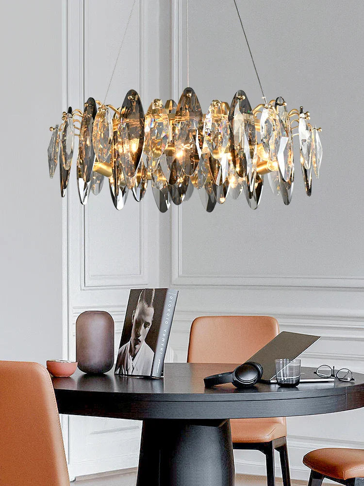 Afralia™ Crystal Chandelier: Elegant Ceiling Hanging Light for Living Room & Dining Table