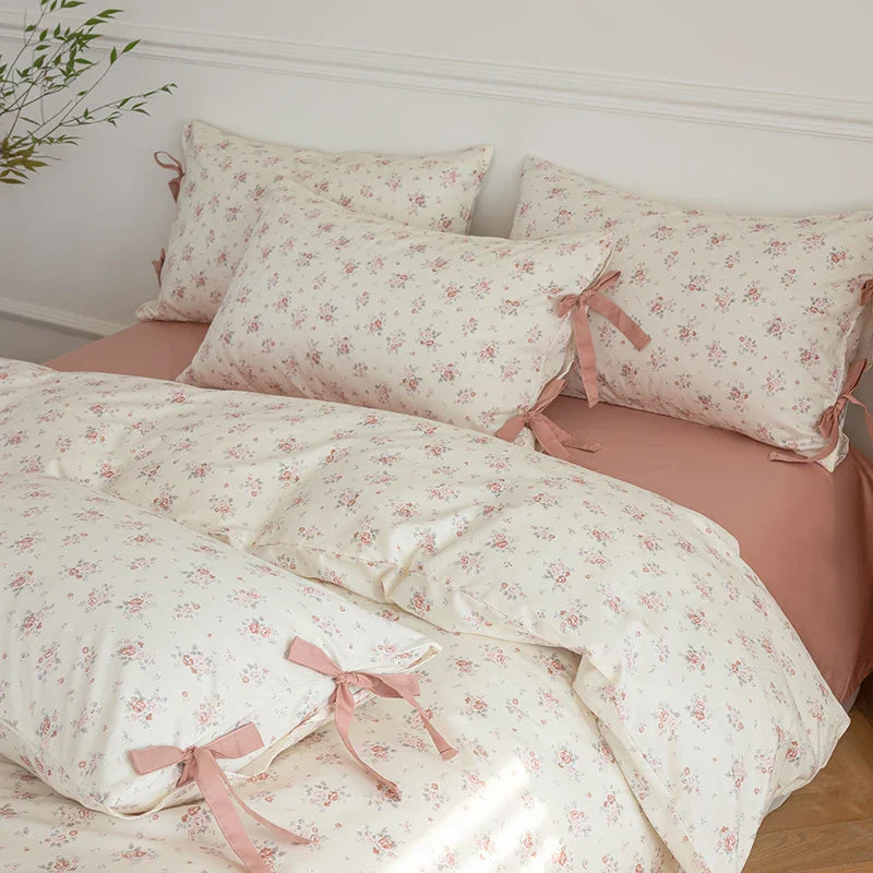 Afralia™ Floral Cotton Bedding Set - Single to King Sizes - Duvet Cover, Sheet, Pillowcases