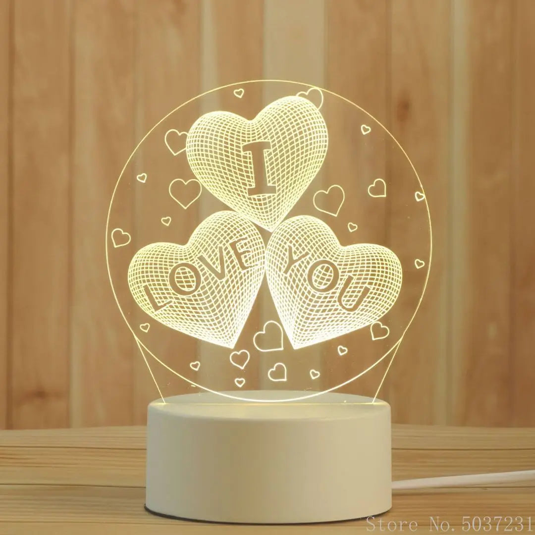 Afralia™ 3D Acrylic Night Lamp | Boys Girls Gift Decor Bedroom Table Light