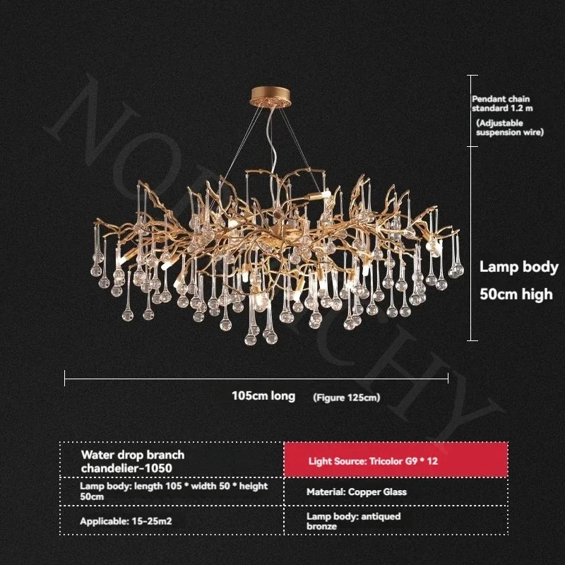 Afralia™ French Crystal Chandelier: Full Copper, High Grade, LED, Elegant for Dining Room & Living Room